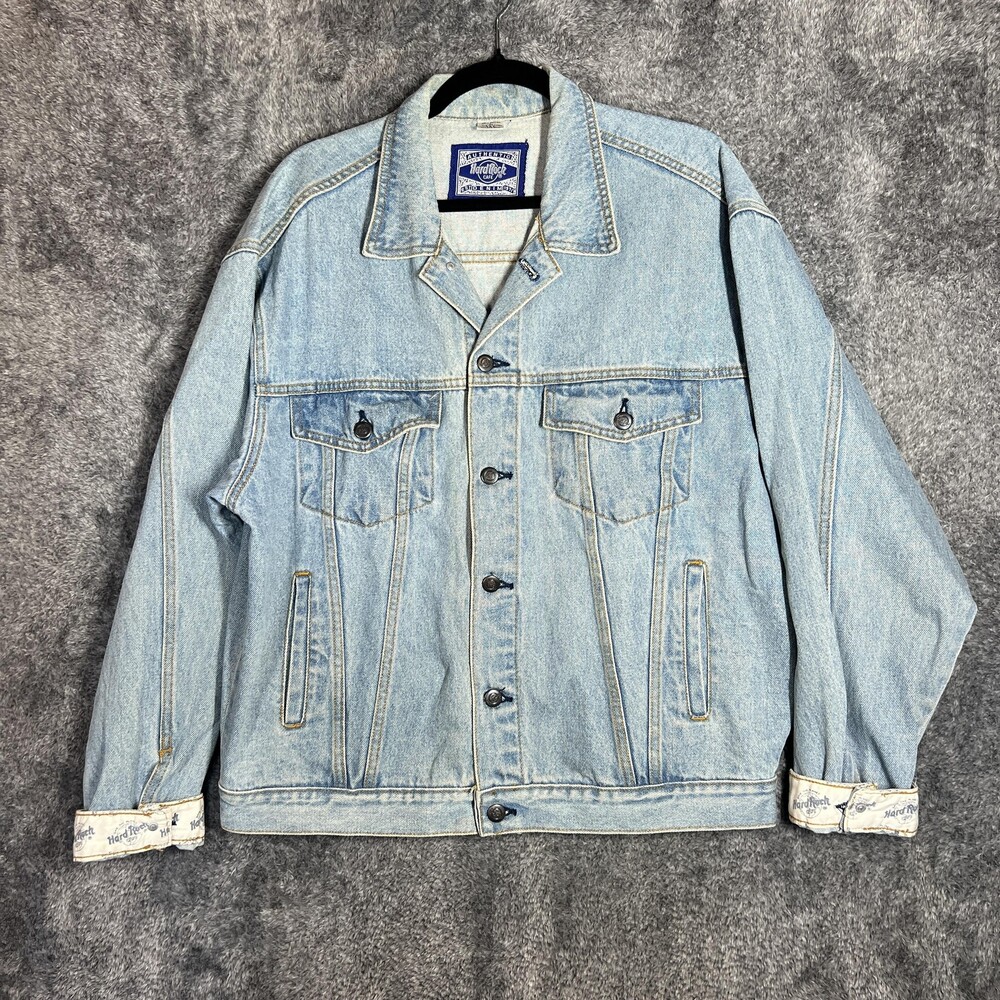 Vintage Hard Rock Cafe Jacket Mens Large Blue Denim La Jolla Save The Planet 90s